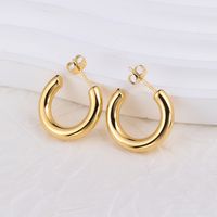 1 Pair IG Style U Shape Plating 304 Stainless Steel Hoop Earrings Ear Studs main image 6