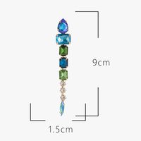 1 Pair Retro Exaggerated Geometric Inlay Zinc Alloy Rhinestones Glass Drop Earrings main image 2