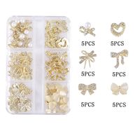 Princess Shiny Flower Butterfly Bow Knot Zinc Alloy Nail Decoration Accessories A Pack Of 30 sku image 1