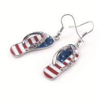 1 Pair Vintage Style Simple Style Flag Enamel Plating Alloy Silver Plated Drop Earrings main image 3