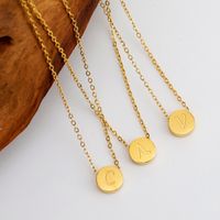304 Stainless Steel 18K Gold Plated Simple Style Classic Style Plating Round Letter Letter Pendant Necklace main image 5