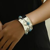 Wholesale Jewelry Simple Style Classic Style Solid Color Alloy Turquoise Inlay Bangle sku image 2