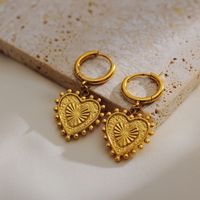 1 Pair Simple Style Classic Style Heart Shape Plating 304 Stainless Steel 18K Gold Plated Drop Earrings main image 7