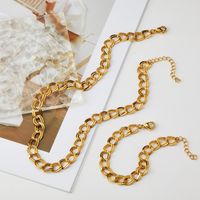 304 Stainless Steel 18K Gold Plated Casual Luxurious Double Ring Bracelets Necklace main image 6