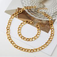 304 Stainless Steel 18K Gold Plated Casual Luxurious Double Ring Bracelets Necklace main image 7