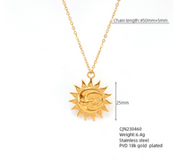 304 Stainless Steel 18K Gold Plated Basic Modern Style Classic Style Sun Solid Color Dollar Pendant Necklace main image 2
