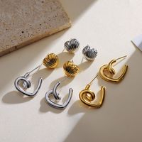 1 Pair Simple Style Classic Style Solid Color Plating 304 Stainless Steel 18K Gold Plated Ear Studs main image 1