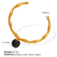 Titanium Steel 18K Gold Plated IG Style Classic Style Plating Inlay Bamboo Agate Tiger Eye Bracelets Necklace sku image 3