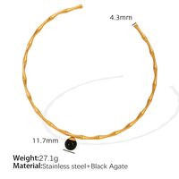 Titanium Steel 18K Gold Plated IG Style Classic Style Plating Inlay Bamboo Agate Tiger Eye Bracelets Necklace sku image 9