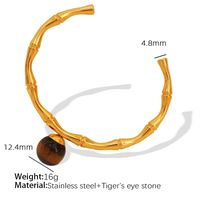 Titanium Steel 18K Gold Plated IG Style Classic Style Plating Inlay Bamboo Agate Tiger Eye Bracelets Necklace sku image 5