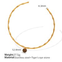 Titanium Steel 18K Gold Plated IG Style Classic Style Plating Inlay Bamboo Agate Tiger Eye Bracelets Necklace sku image 11