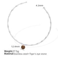 Titanium Steel 18K Gold Plated IG Style Classic Style Plating Inlay Bamboo Agate Tiger Eye Bracelets Necklace sku image 12