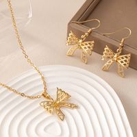 Exaggerated Simple Style Commute Shamrock Star Bow Knot Alloy Wholesale Earrings Necklace Jewelry Set main image 9