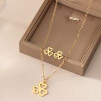 Exaggerated Simple Style Commute Shamrock Star Bow Knot Alloy Wholesale Earrings Necklace Jewelry Set sku image 2
