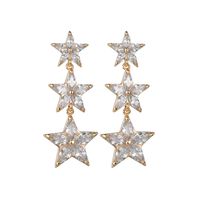 1 Pair Classic Style Korean Style Star Inlay Copper Copper Zircon 16K Gold Plated White Gold Plated Drop Earrings main image 8