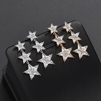 1 Pair Classic Style Korean Style Star Inlay Copper Copper Zircon 16K Gold Plated White Gold Plated Drop Earrings main image 3