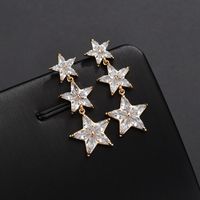 1 Pair Classic Style Korean Style Star Inlay Copper Copper Zircon 16K Gold Plated White Gold Plated Drop Earrings main image 4
