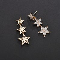 1 Pair Classic Style Korean Style Star Inlay Copper Copper Zircon 16K Gold Plated White Gold Plated Drop Earrings main image 6