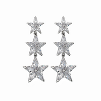1 Pair Classic Style Korean Style Star Inlay Copper Copper Zircon 16K Gold Plated White Gold Plated Drop Earrings sku image 1
