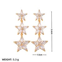 1 Pair Classic Style Korean Style Star Inlay Copper Copper Zircon 16K Gold Plated White Gold Plated Drop Earrings main image 2