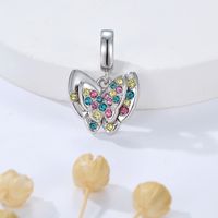 1 Piece Hole 4~4.9mm Sterling Silver Zircon Rhodium Plated Butterfly Polished Pendant main image 1