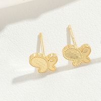 1 Pair Vintage Style Simple Style Heart Shape Plating Copper Gold Plated Ear Studs sku image 3