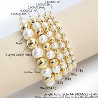 Wholesale Jewelry Basic Vintage Style Simple Style Geometric Shell Copper 18K Gold Plated Gold Plated Beaded Bracelets main image 2