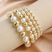 Wholesale Jewelry Basic Vintage Style Simple Style Geometric Shell Copper 18K Gold Plated Gold Plated Beaded Bracelets main image 8