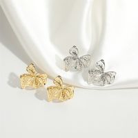 1 Pair Vintage Style Simple Style Commute Bow Knot Plating Inlay Copper Zircon 14K Gold Plated Ear Studs main image 3