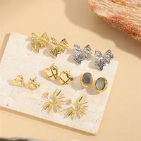 1 Pair Vintage Style Simple Style Commute Bow Knot Plating Inlay Copper Zircon 14K Gold Plated Ear Studs main image 7