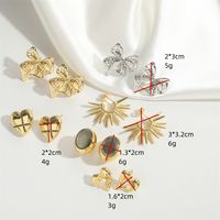 1 Pair Vintage Style Simple Style Commute Bow Knot Plating Inlay Copper Zircon 14K Gold Plated Ear Studs main image 4