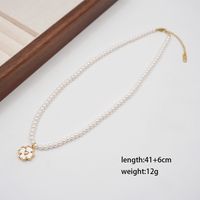 Vintage Style Simple Style Flower Imitation Pearl Copper Inlay Shell Zircon Gold Plated Women's Pendant Necklace main image 2