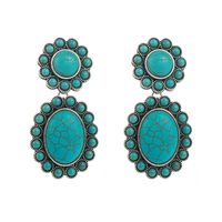 1 Pair Casual Vacation Classic Style Color Block Inlay Alloy Turquoise Glass Silver Plated Drop Earrings main image 5