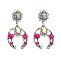 1 Pair Casual Vacation Classic Style Color Block Inlay Alloy Turquoise Glass Silver Plated Drop Earrings sku image 1