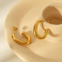 1 Pair IG Style Basic Commute U Shape Plating 304 Stainless Steel 18K Gold Plated Ear Studs main image 3
