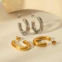 1 Pair IG Style Basic Commute U Shape Plating 304 Stainless Steel 18K Gold Plated Ear Studs main image 1