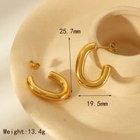 1 Pair IG Style Basic Commute U Shape Plating 304 Stainless Steel 18K Gold Plated Ear Studs main image 2