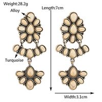 1 Pair Casual Vacation Classic Style Flower Plating Inlay Alloy Turquoise Glass Silver Plated Drop Earrings main image 3