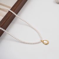 Elegant Lady Streetwear Geometric Imitation Pearl Copper Inlay Shell Fritillary Gold Plated Women's Pendant Necklace main image 1