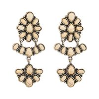 1 Pair Casual Vacation Classic Style Flower Plating Inlay Alloy Turquoise Glass Silver Plated Drop Earrings sku image 3