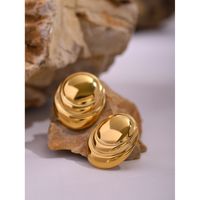 1 Pair Simple Style Classic Style Solid Color Plating 304 Stainless Steel 18K Gold Plated Ear Studs main image 3