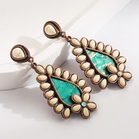 1 Pair Casual Vacation Classic Style Water Droplets Inlay Alloy Turquoise Silver Plated Drop Earrings main image 4