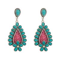 1 Pair Casual Vacation Classic Style Water Droplets Inlay Alloy Turquoise Silver Plated Drop Earrings main image 5
