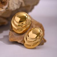 1 Pair Simple Style Classic Style Solid Color Plating 304 Stainless Steel 18K Gold Plated Ear Studs main image 5