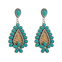 1 Pair Casual Vacation Classic Style Water Droplets Inlay Alloy Turquoise Silver Plated Drop Earrings sku image 2