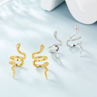 1 Pair Vacation Punk Simple Style Snake Plating Sterling Silver White Gold Plated Gold Plated Ear Cuffs main image 1