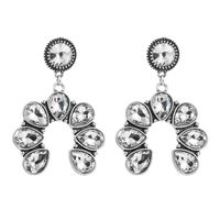 1 Pair Elegant Luxurious Vacation Round Inlay Alloy Glass Silver Plated Drop Earrings main image 5