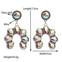 1 Pair Elegant Luxurious Vacation Round Inlay Alloy Glass Silver Plated Drop Earrings main image 2