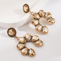 1 Pair Elegant Luxurious Vacation Round Inlay Alloy Glass Silver Plated Drop Earrings main image 3