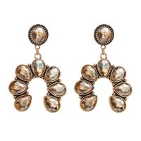 1 Pair Elegant Luxurious Vacation Round Inlay Alloy Glass Silver Plated Drop Earrings sku image 1